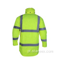 Impermeável Hi Vis Capuz Zipper Jaqueta de Segurança Reflexiva